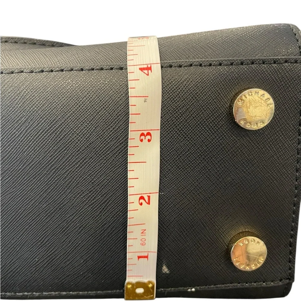 Michael Kors Black Studded Saffiano Leather‎ Satchel Crossbody Medium Purse Bag